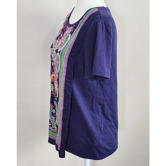 Maeve for Anthropologie Maddie Printed Paisley Top | Purple Multicolor | Size S - Picture 5 of 10